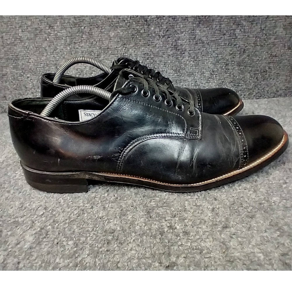 Stacy Adams Cap Toe Oxford Men 10 Black Leather Lace Up Dress Shoes 0001201